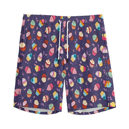 Mini Cupcake Pattern Print Men's Sports Shorts