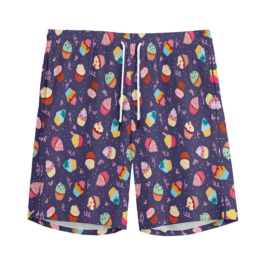 Mini Cupcake Pattern Print Men's Sports Shorts