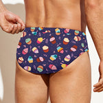 Mini Cupcake Pattern Print Men's Swim Briefs