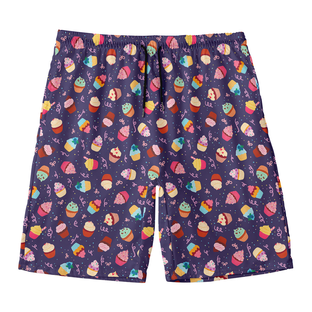 Mini Cupcake Pattern Print Men's Swim Trunks
