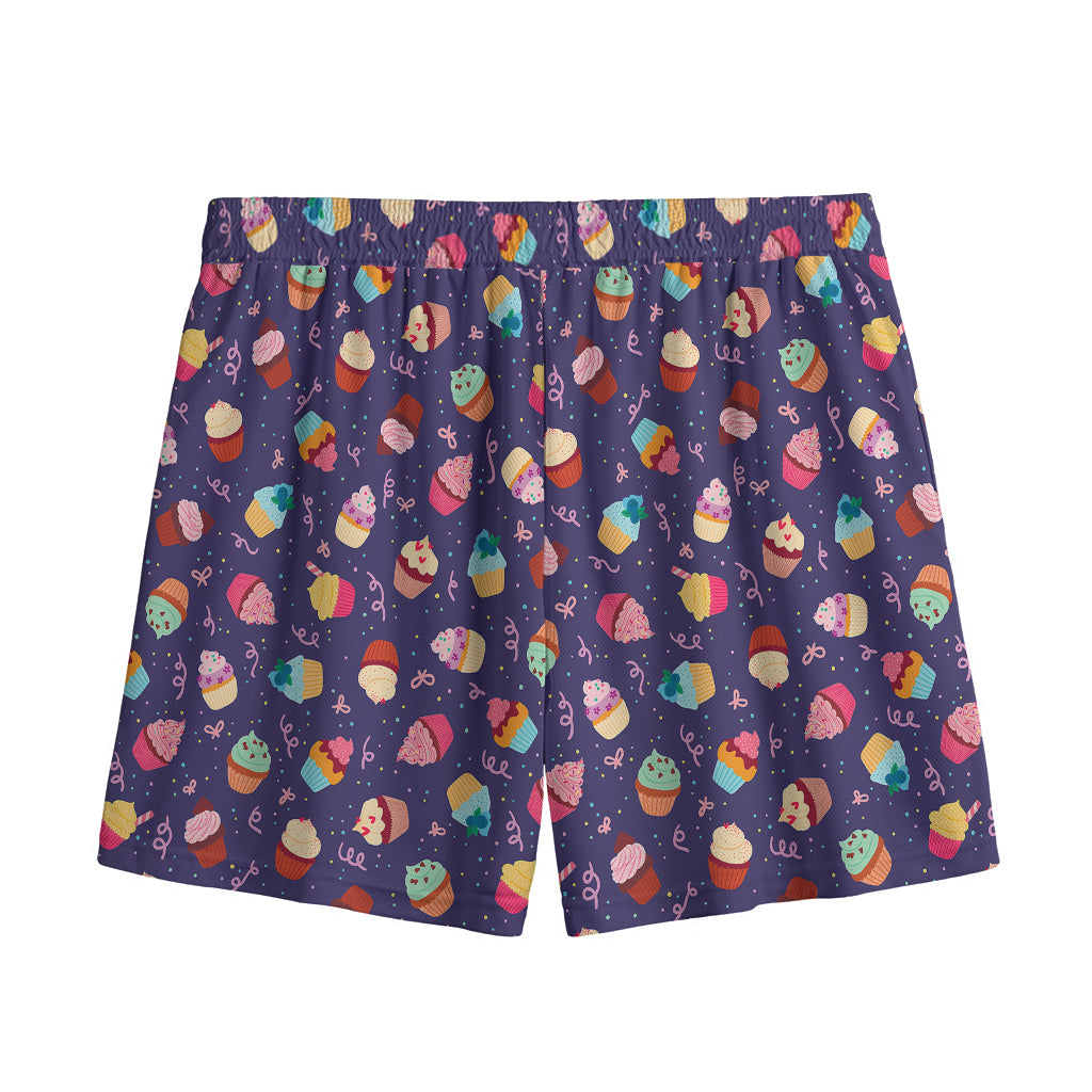 Mini Cupcake Pattern Print Mesh Shorts
