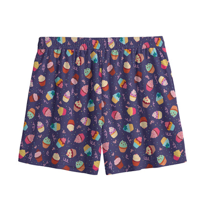 Mini Cupcake Pattern Print Mesh Shorts
