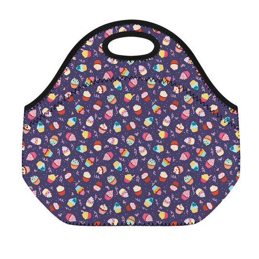 Mini Cupcake Pattern Print Neoprene Lunch Bag