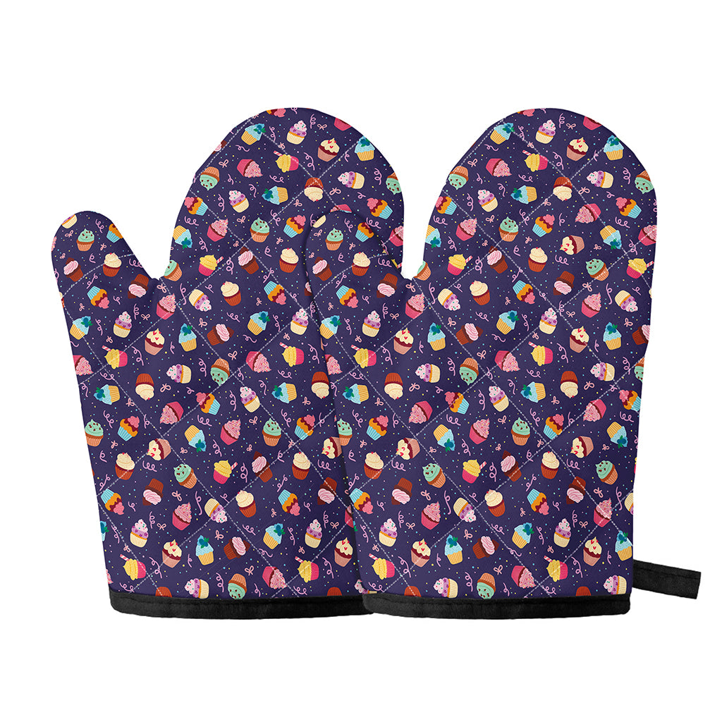 Mini Cupcake Pattern Print Oven Mitts