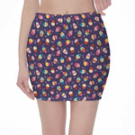 Mini Cupcake Pattern Print Pencil Mini Skirt