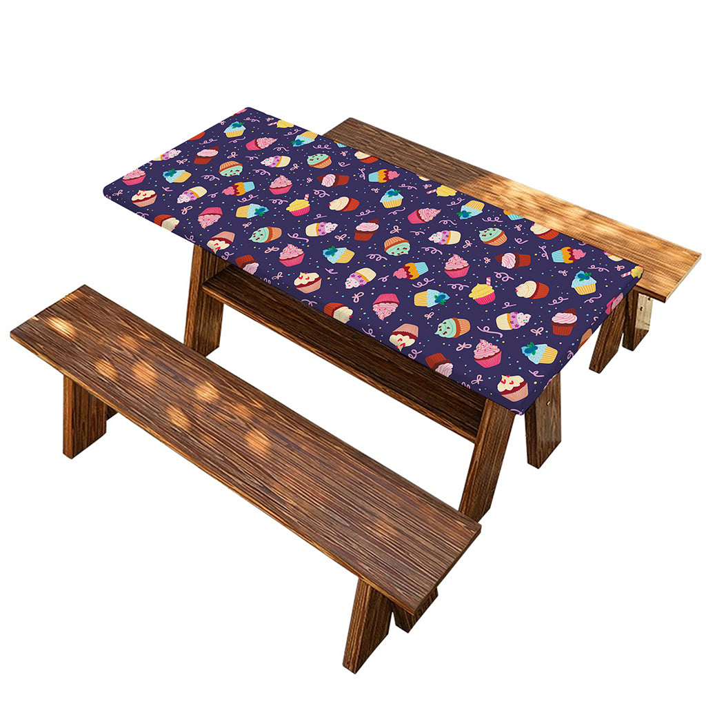 Mini Cupcake Pattern Print Picnic Table Cover