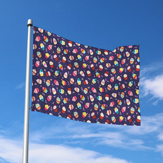 Mini Cupcake Pattern Print Polyester Flag