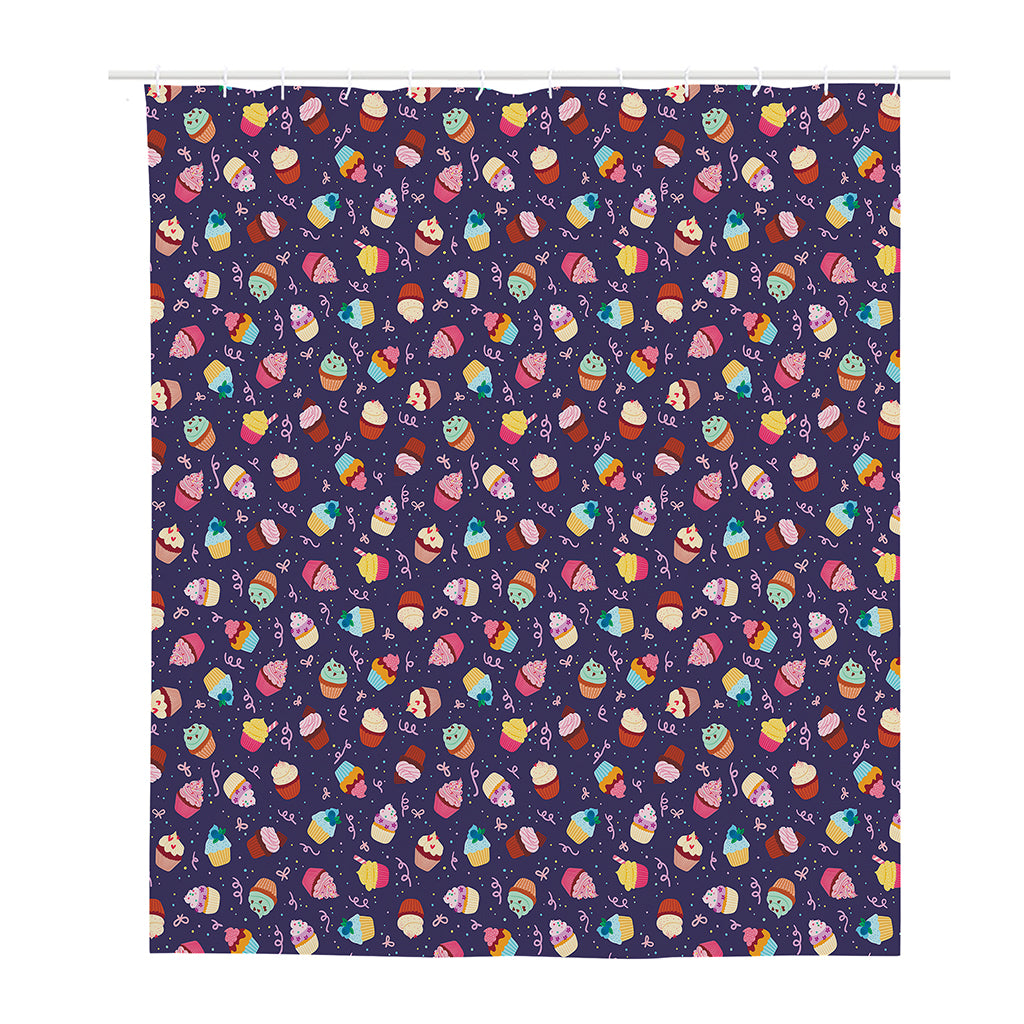 Mini Cupcake Pattern Print Polyester Shower Curtain