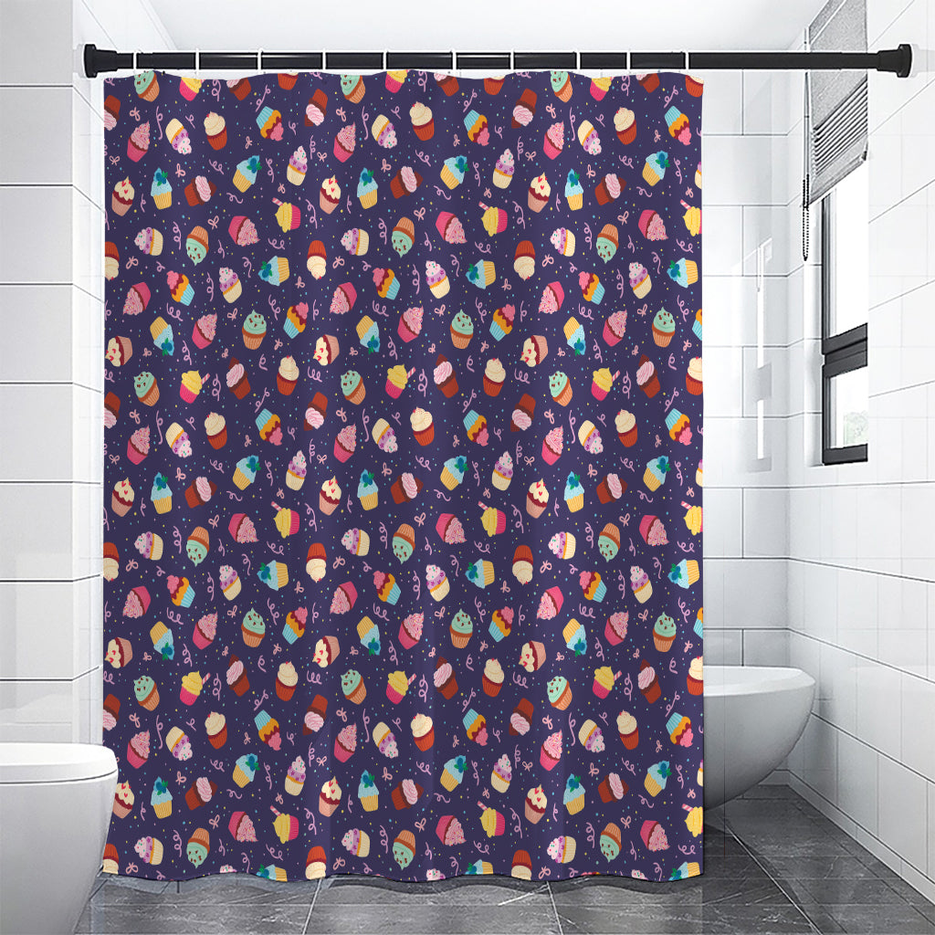 Mini Cupcake Pattern Print Premium Shower Curtain