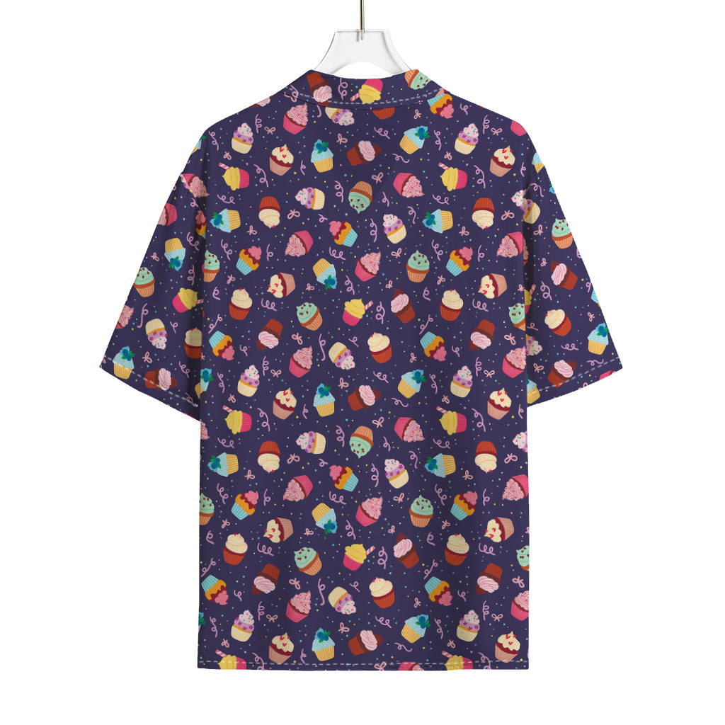 Mini Cupcake Pattern Print Rayon Hawaiian Shirt