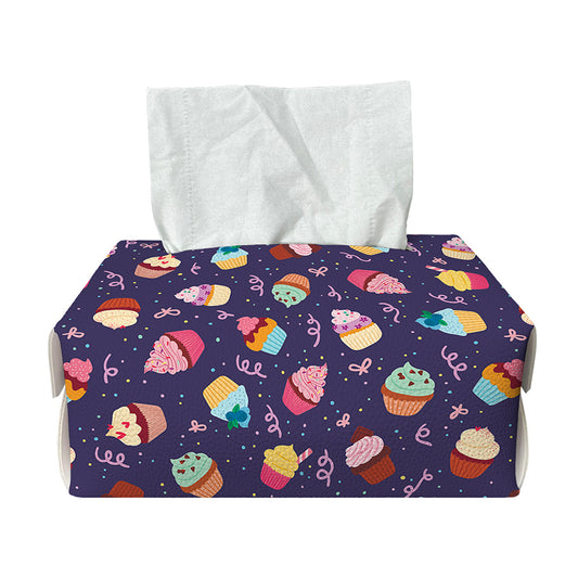 Mini Cupcake Pattern Print Rectangle Tissue Box Cover