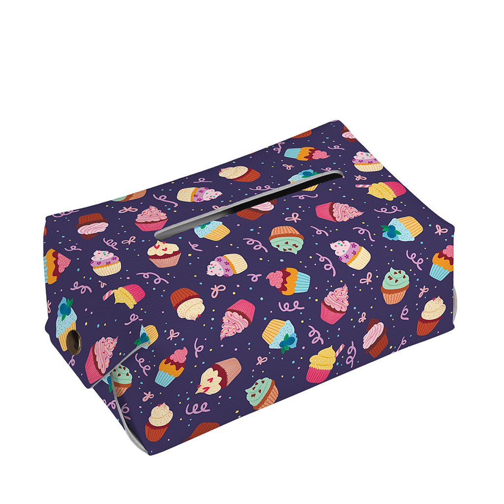 Mini Cupcake Pattern Print Rectangle Tissue Box Cover