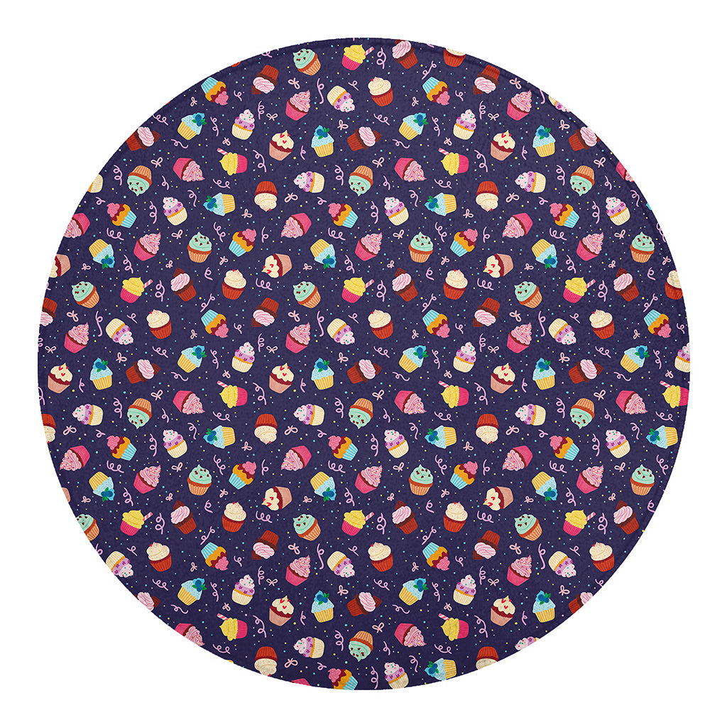 Mini Cupcake Pattern Print Round Blanket