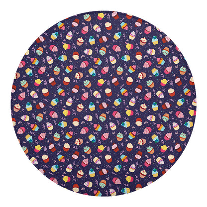 Mini Cupcake Pattern Print Round Blanket