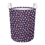 Mini Cupcake Pattern Print Round Laundry Basket