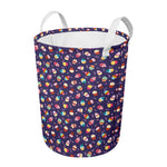 Mini Cupcake Pattern Print Round Laundry Basket