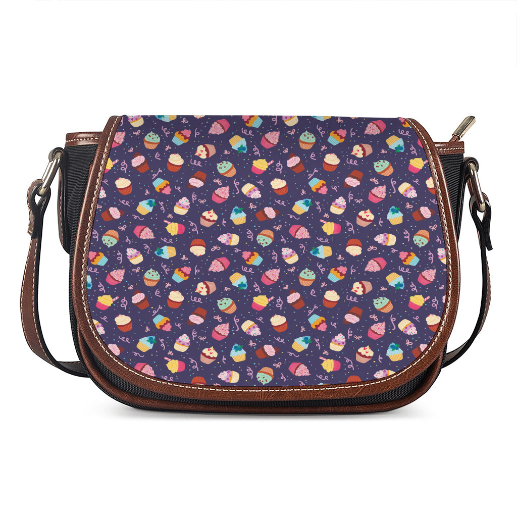Mini Cupcake Pattern Print Saddle Bag