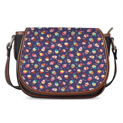 Mini Cupcake Pattern Print Saddle Bag