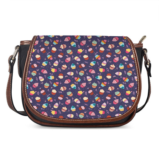 Mini Cupcake Pattern Print Saddle Bag