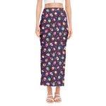 Mini Cupcake Pattern Print Side Slit Maxi Skirt