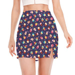 Mini Cupcake Pattern Print Side Slit Mini Skirt