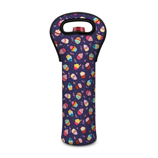 Mini Cupcake Pattern Print Single Neoprene Wine Tote