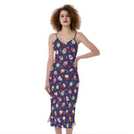 Mini Cupcake Pattern Print Slim Fit Midi Cami Dress