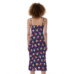 Mini Cupcake Pattern Print Slim Fit Midi Cami Dress