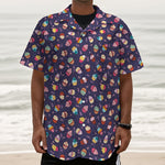 Mini Cupcake Pattern Print Textured Short Sleeve Shirt