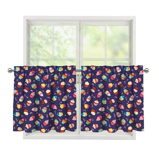 Mini Cupcake Pattern Print Tier Curtains