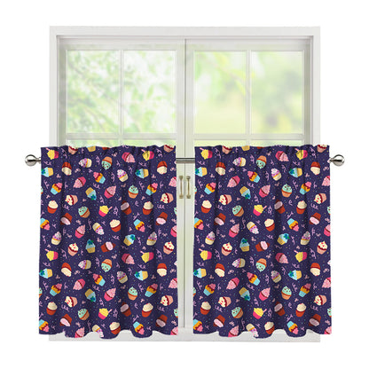 Mini Cupcake Pattern Print Tier Curtains