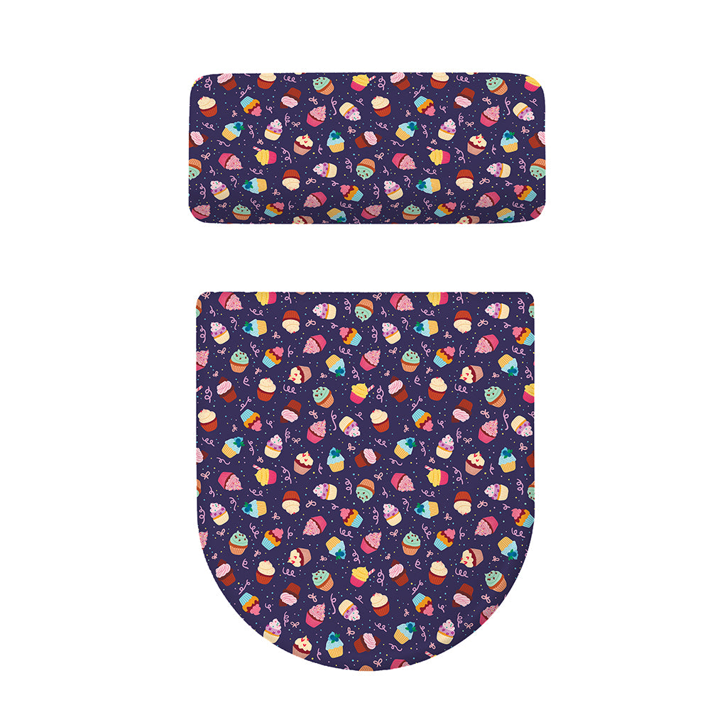 Mini Cupcake Pattern Print Toilet Lid And Tank Cover Set