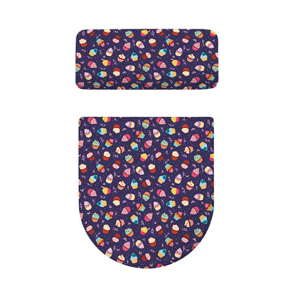 Mini Cupcake Pattern Print Toilet Lid And Tank Cover Set