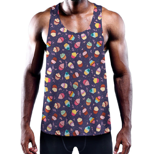 Mini Cupcake Pattern Print Training Tank Top