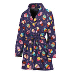 Mini Cupcake Pattern Print Women's Bathrobe