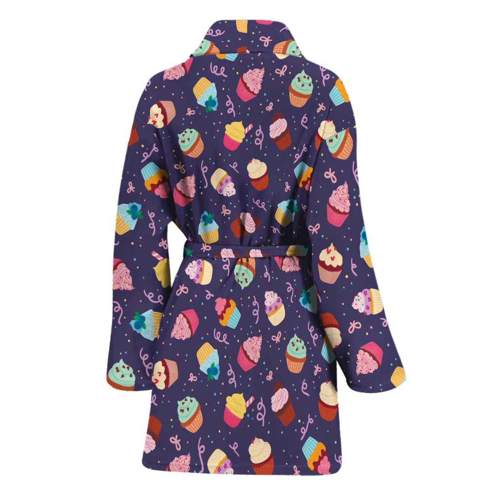 Mini Cupcake Pattern Print Women's Bathrobe