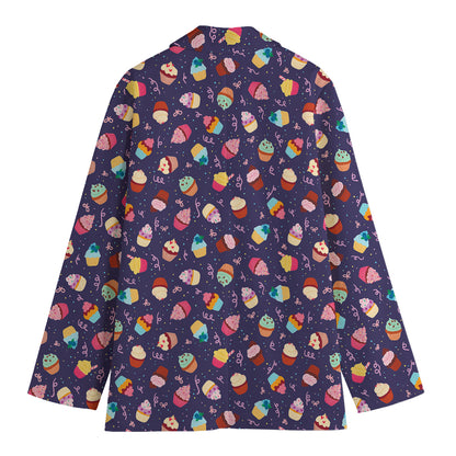 Mini Cupcake Pattern Print Women's Blazer