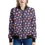 Mini Cupcake Pattern Print Women's Bomber Jacket