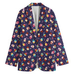 Mini Cupcake Pattern Print Women's Cotton Blazer