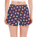 Mini Cupcake Pattern Print Women's Split Running Shorts