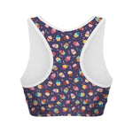 Mini Cupcake Pattern Print Women's Sports Bra