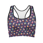 Mini Cupcake Pattern Print Women's Sports Bra