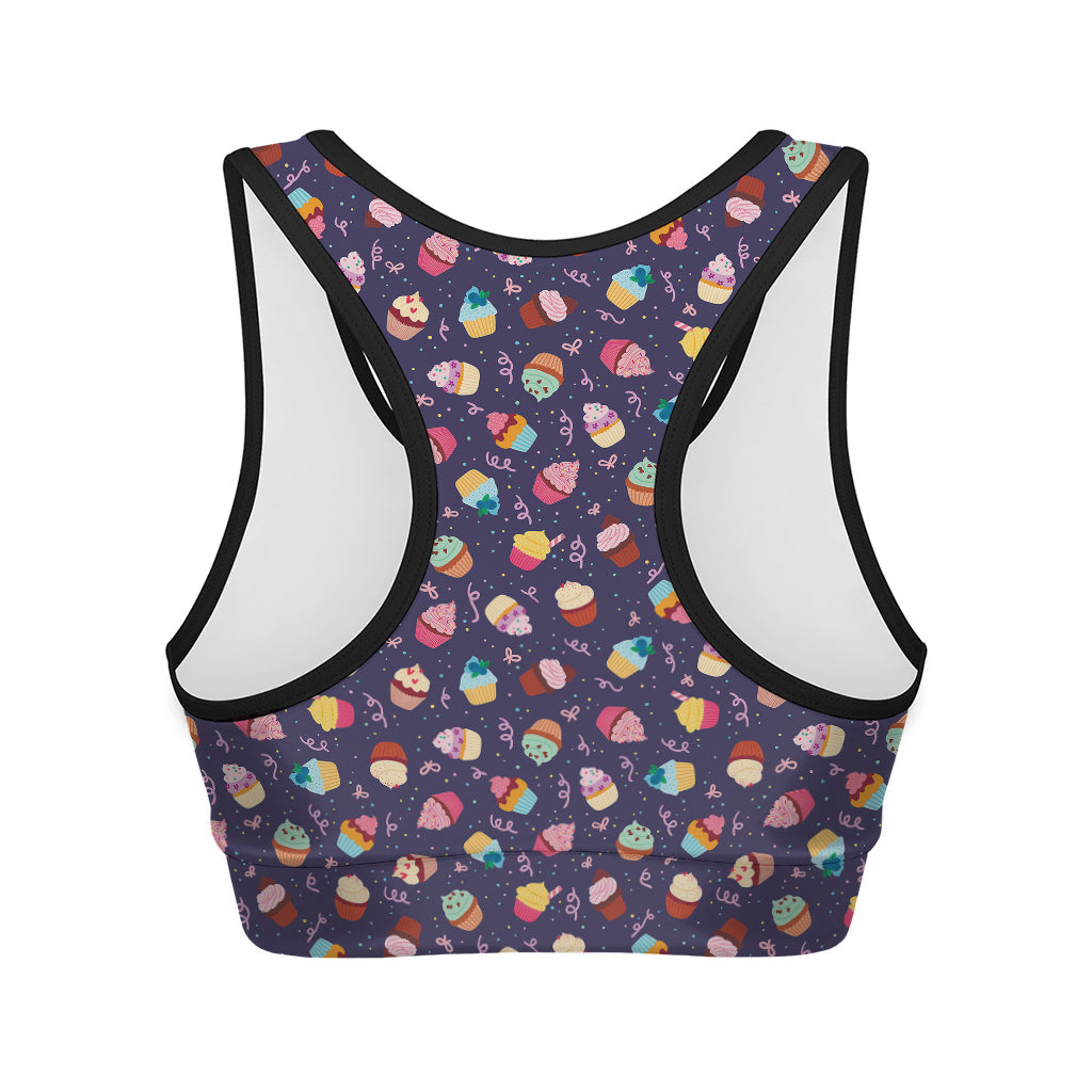 Mini Cupcake Pattern Print Women's Sports Bra