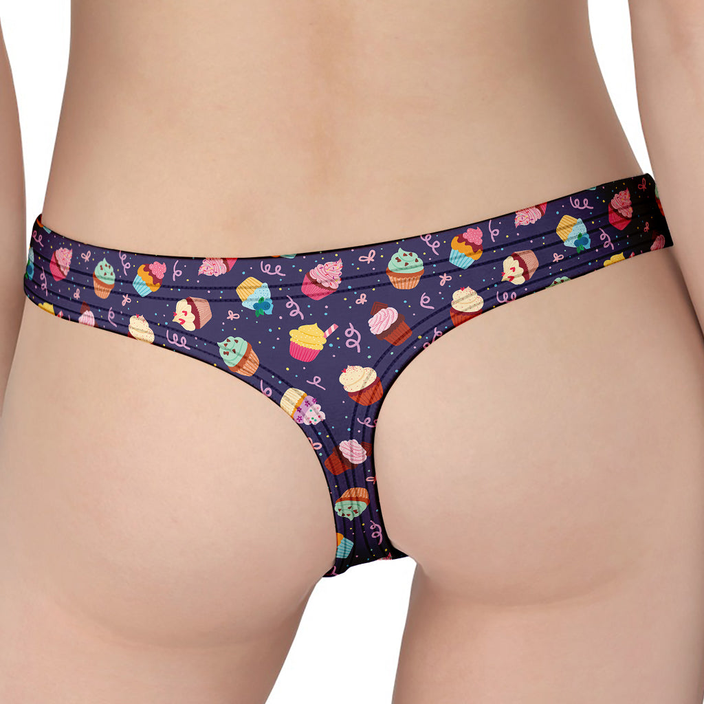 Mini Cupcake Pattern Print Women's Thong