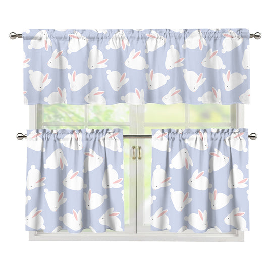 Mini Rabbit Pattern Print 3 Piece Kitchen Curtains