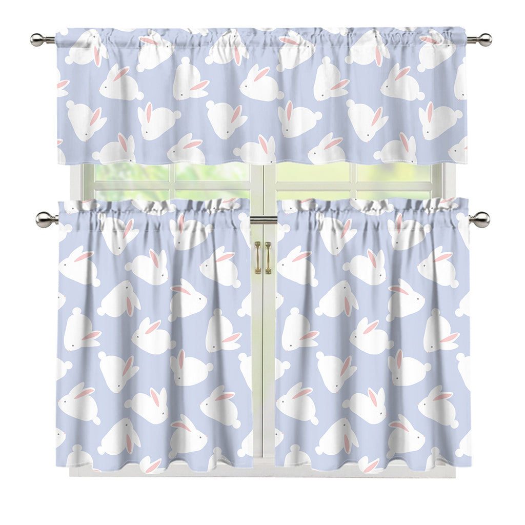 Mini Rabbit Pattern Print 3 Piece Kitchen Curtains