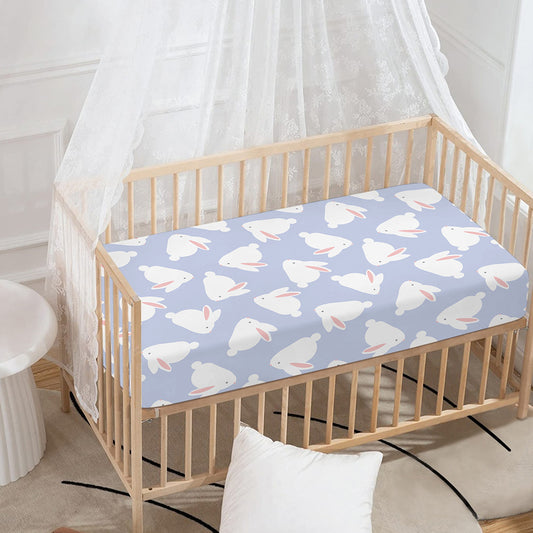 Mini Rabbit Pattern Print Baby Crib Sheet