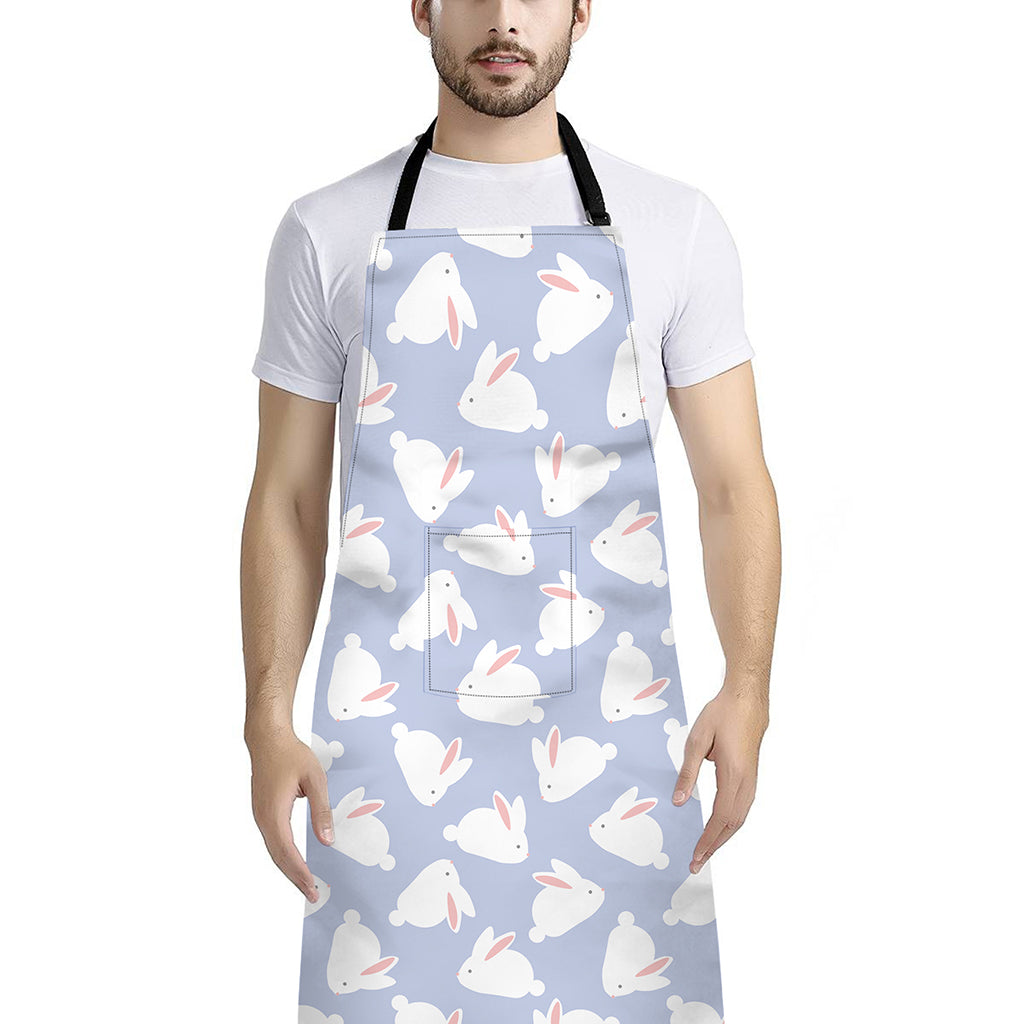 Mini Rabbit Pattern Print Bib Apron With Pocket