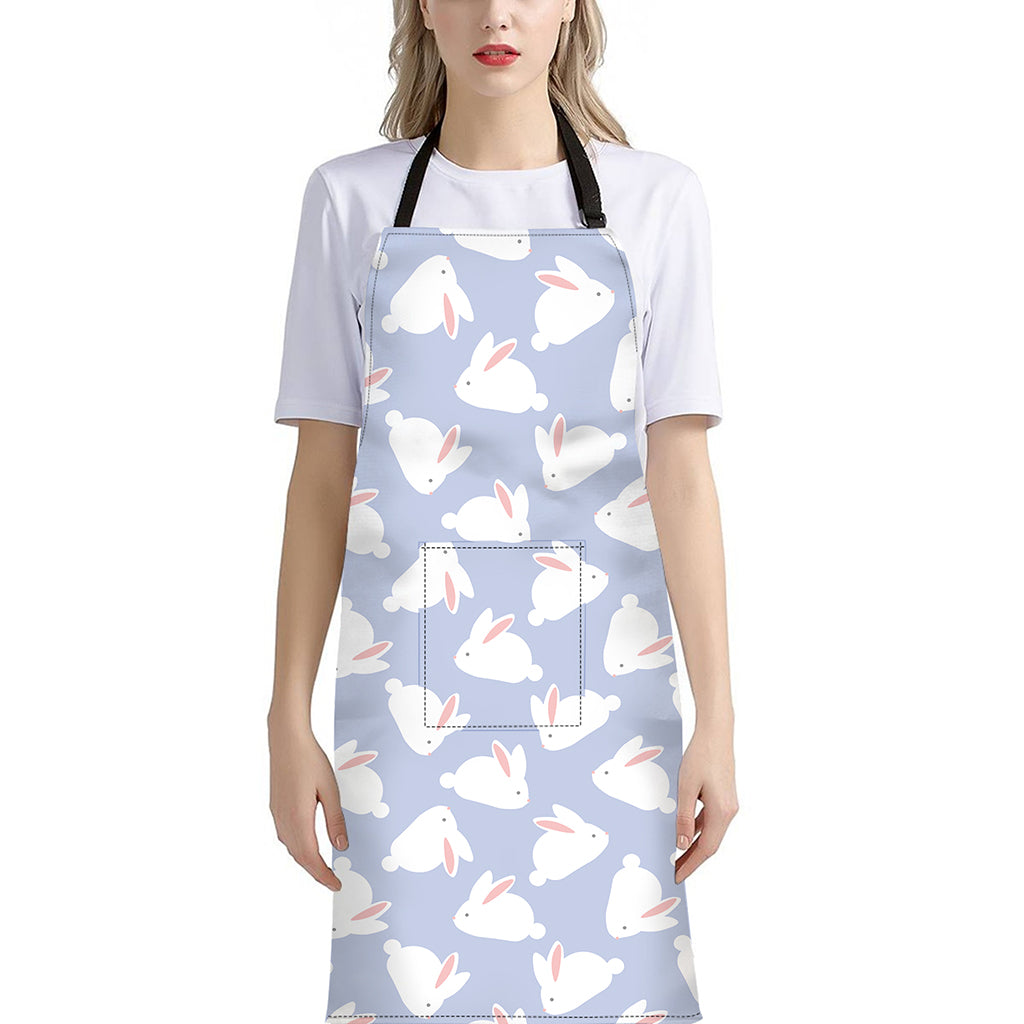 Mini Rabbit Pattern Print Bib Apron With Pocket