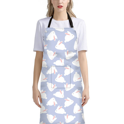 Mini Rabbit Pattern Print Bib Apron With Pocket